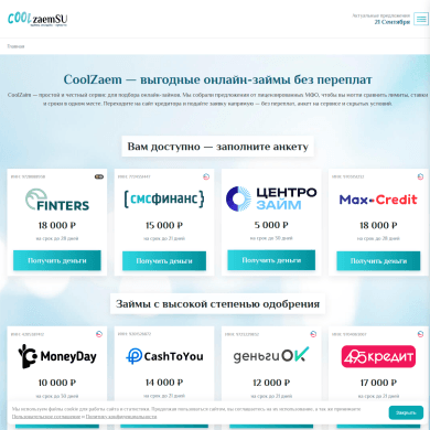 Мобильная версия сайта Coolzaim: форма заявки и галочки согласия с офертой